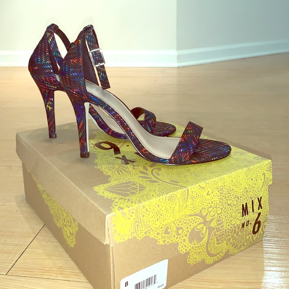 Mix No. 6 black multi colored ankle strap sandle